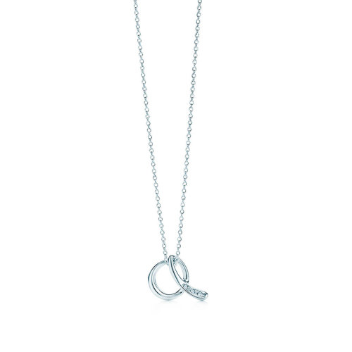 Tiffany & Co./蒂芙尼  Elsa Peretti系列 純銀鑲嵌鉆石A字母吊墜項鏈項鏈 26031958